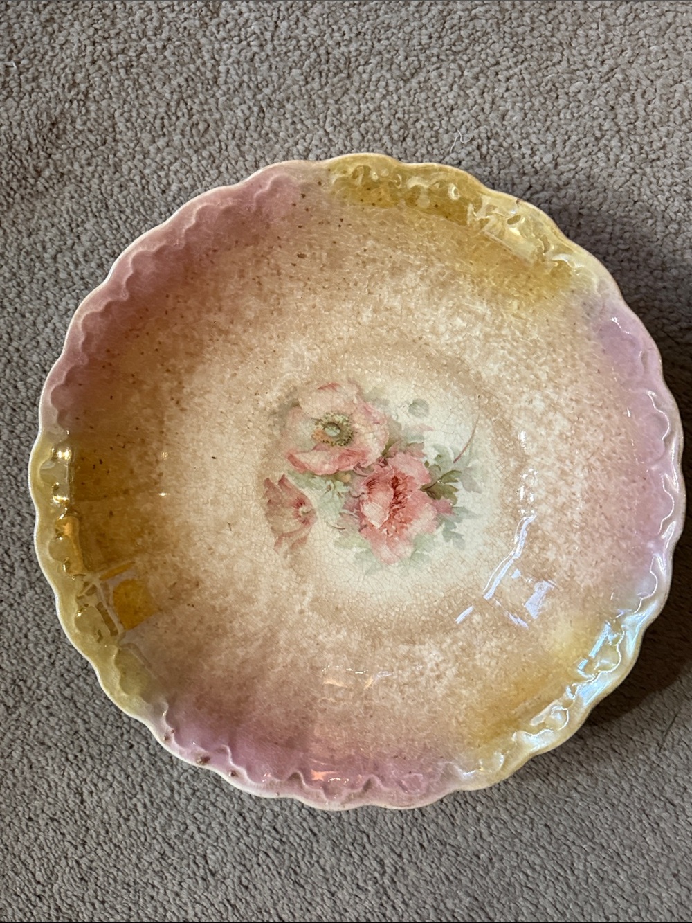 Vintage Floral Ceramic Serving Bowl!